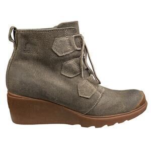 Sorel Women's Toronto Green Waterproof Suede Wedge Ankle Boot Size US 8